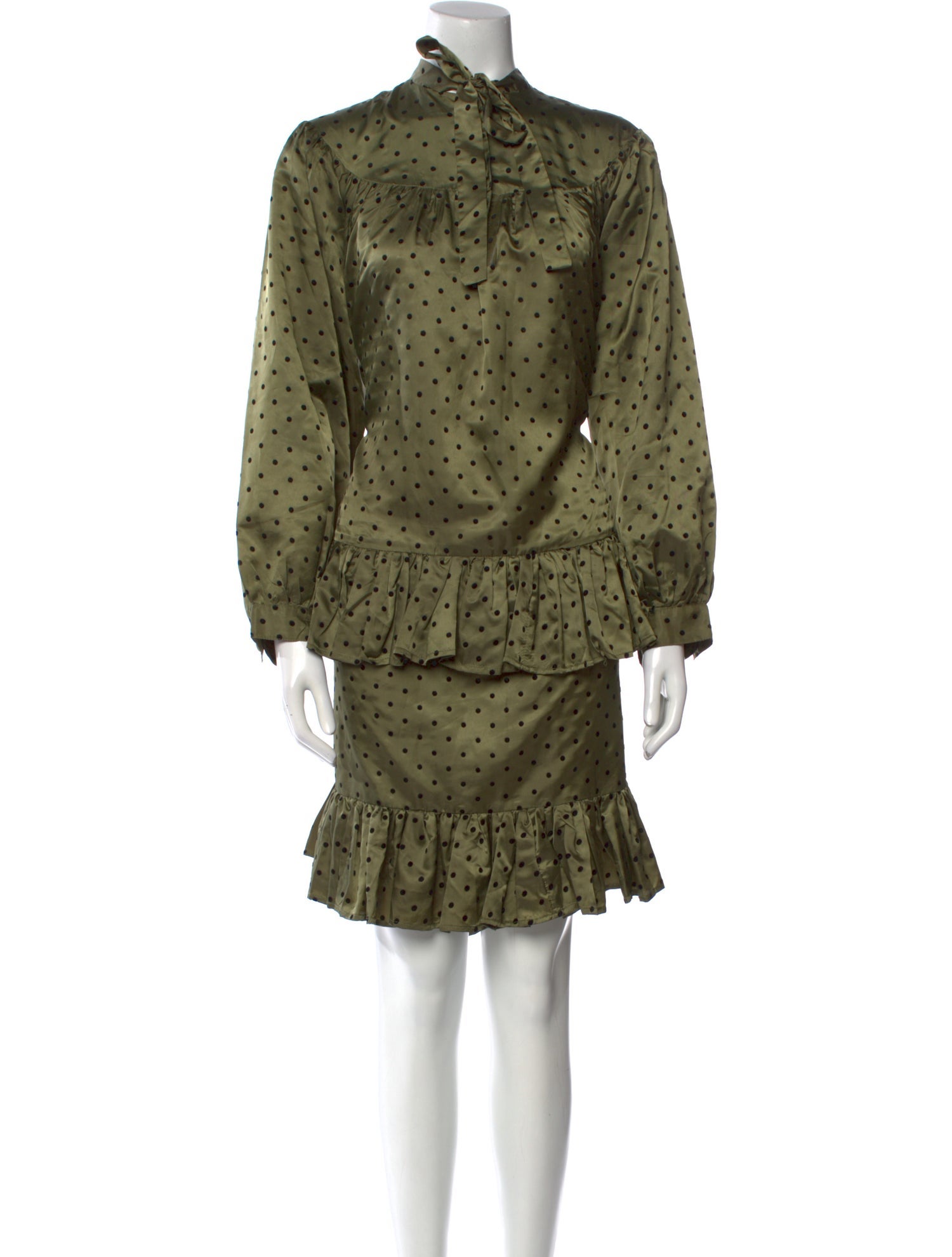 Batsheva Polka Dot Print Midi Length Dress