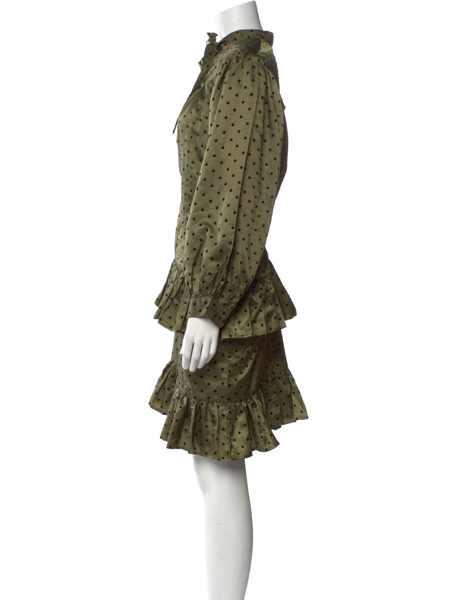 Batsheva Polka Dot Print Midi Length Dress