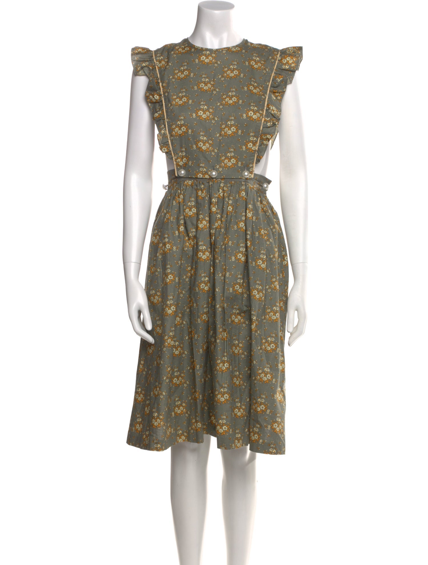 Batsheva Floral Print Knee-Length Dress