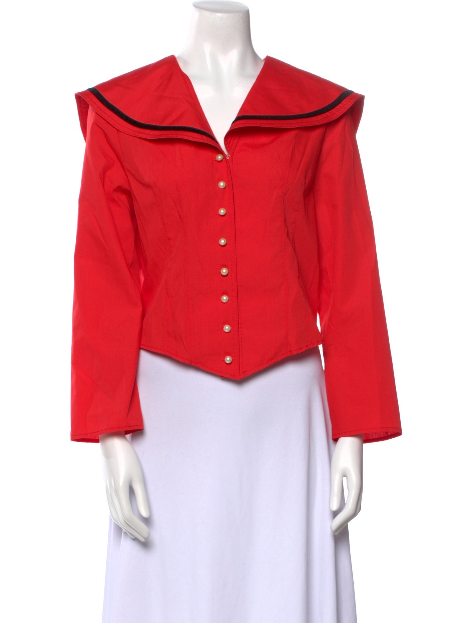 Batsheva V-Neck Three-Quarter Sleeve Crop Top