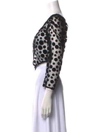 Batsheva Polka Dot Print Square Neckline Crop Top
