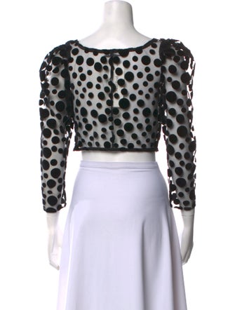 Batsheva Polka Dot Print Square Neckline Crop Top