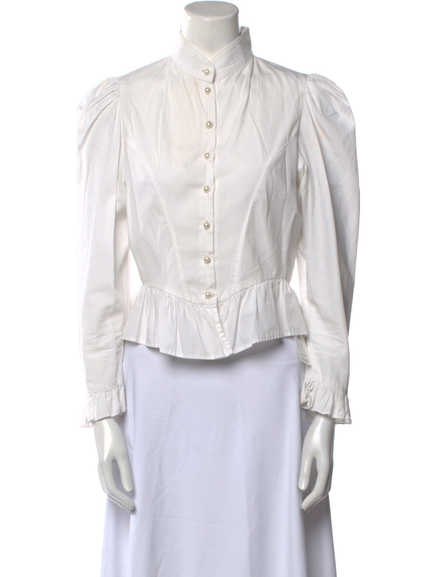 Batsheva Mock Neck Long Sleeve Button-Up Top