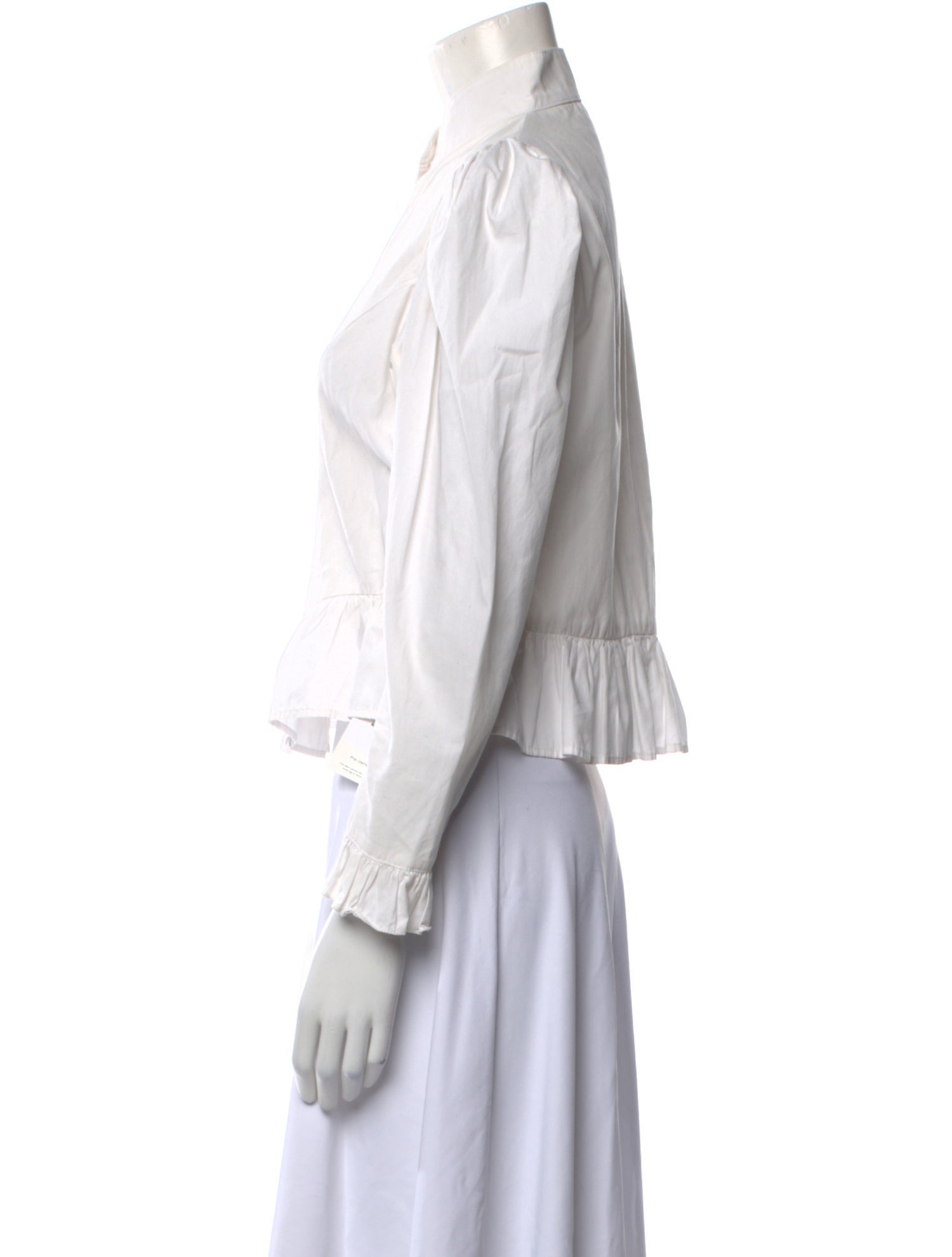 Batsheva Mock Neck Long Sleeve Button-Up Top