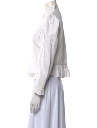 Batsheva Mock Neck Long Sleeve Button-Up Top