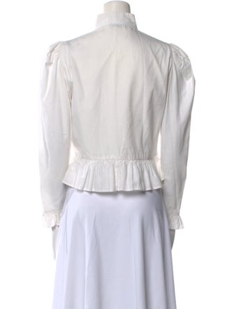 Batsheva Mock Neck Long Sleeve Button-Up Top