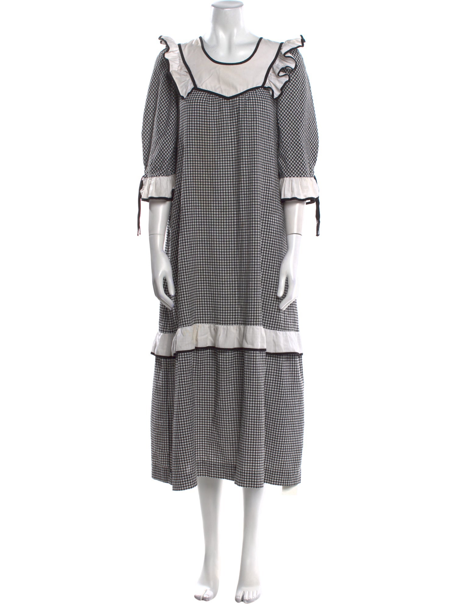 Batsheva Plaid Print Long Dress