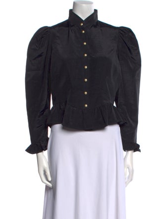Batsheva Mock Neck Long Sleeve Button-Up Top