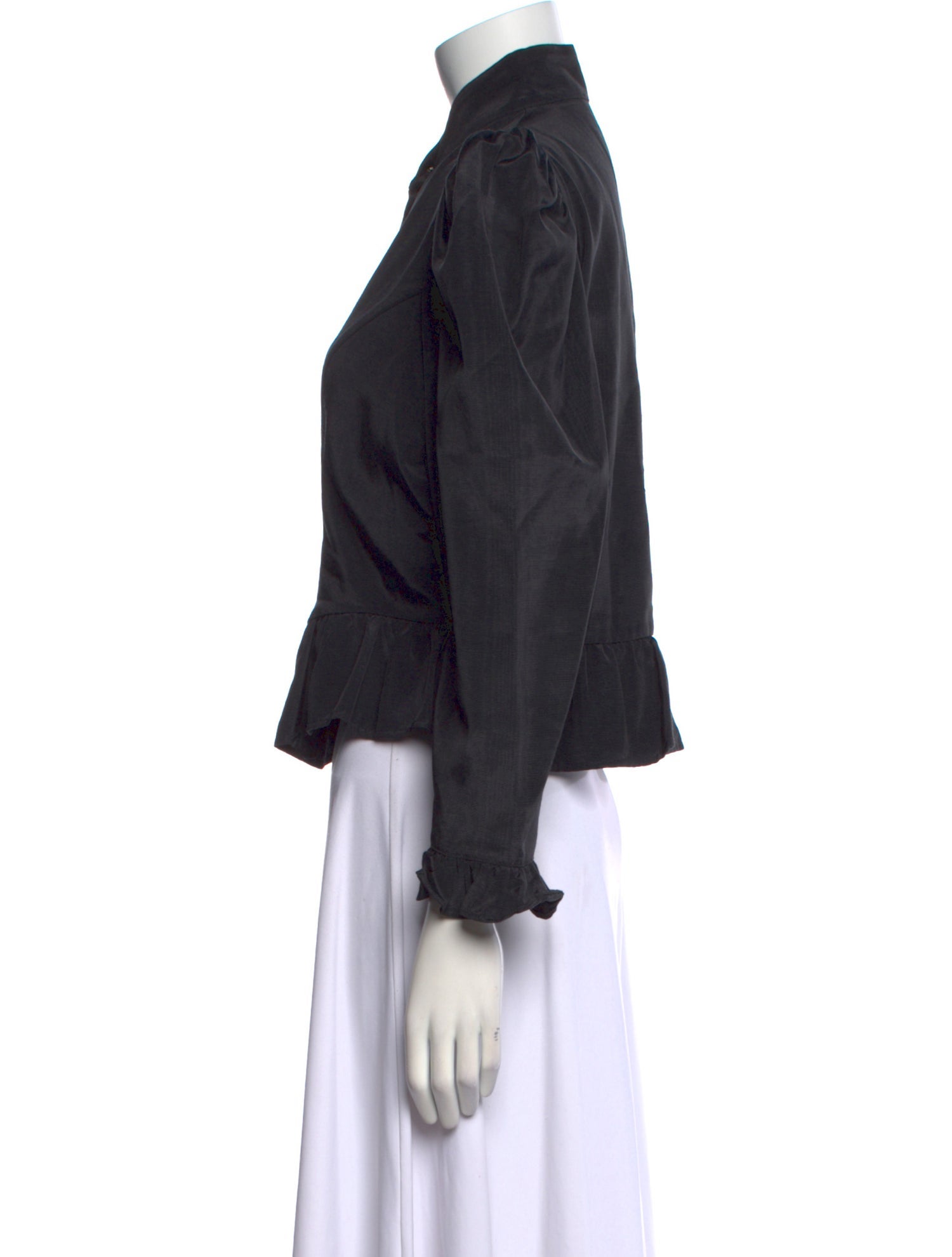 Batsheva Mock Neck Long Sleeve Button-Up Top