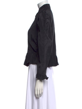 Batsheva Mock Neck Long Sleeve Button-Up Top