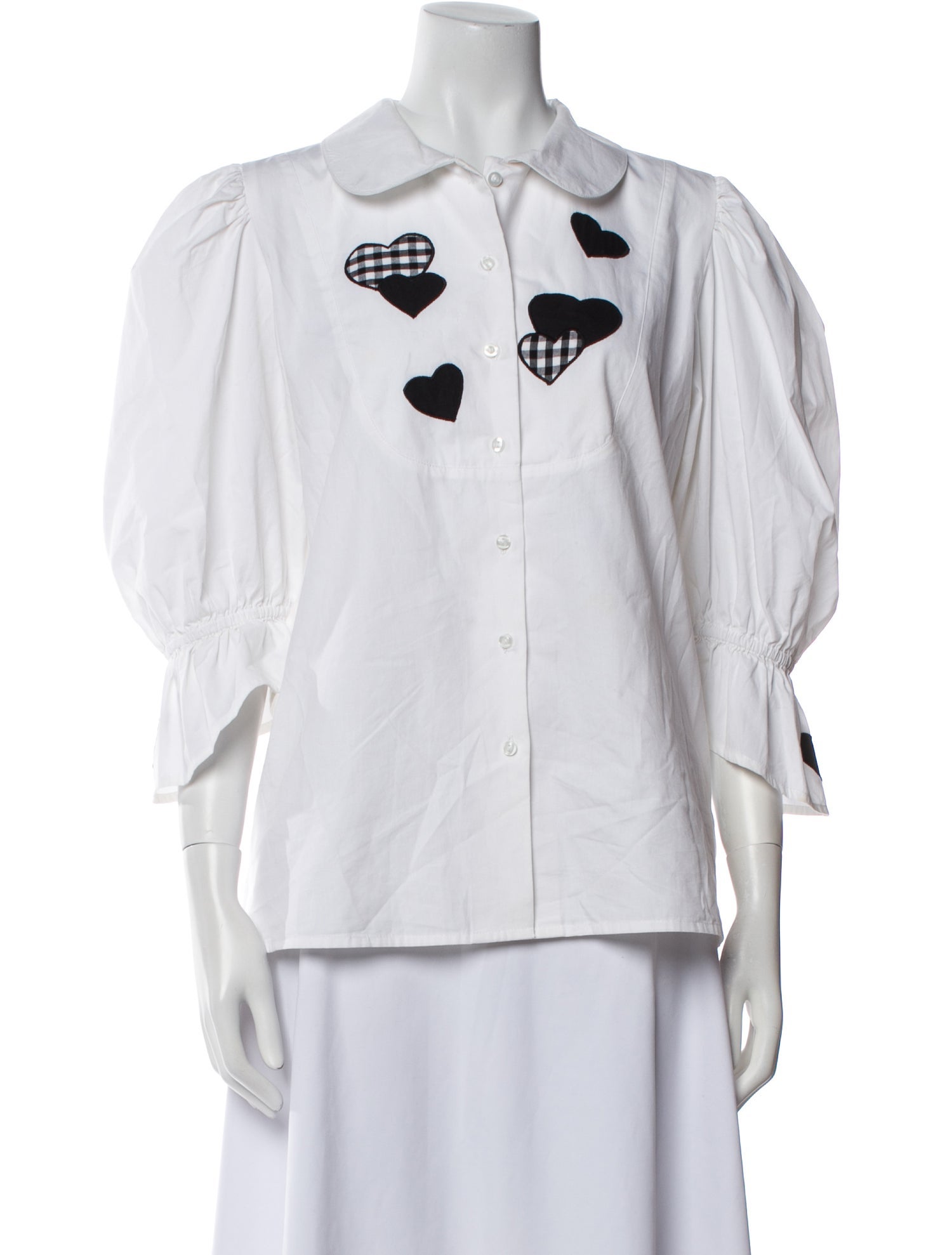 Batsheva Graphic Print Three-Quarter Sleeve Button-Up Top