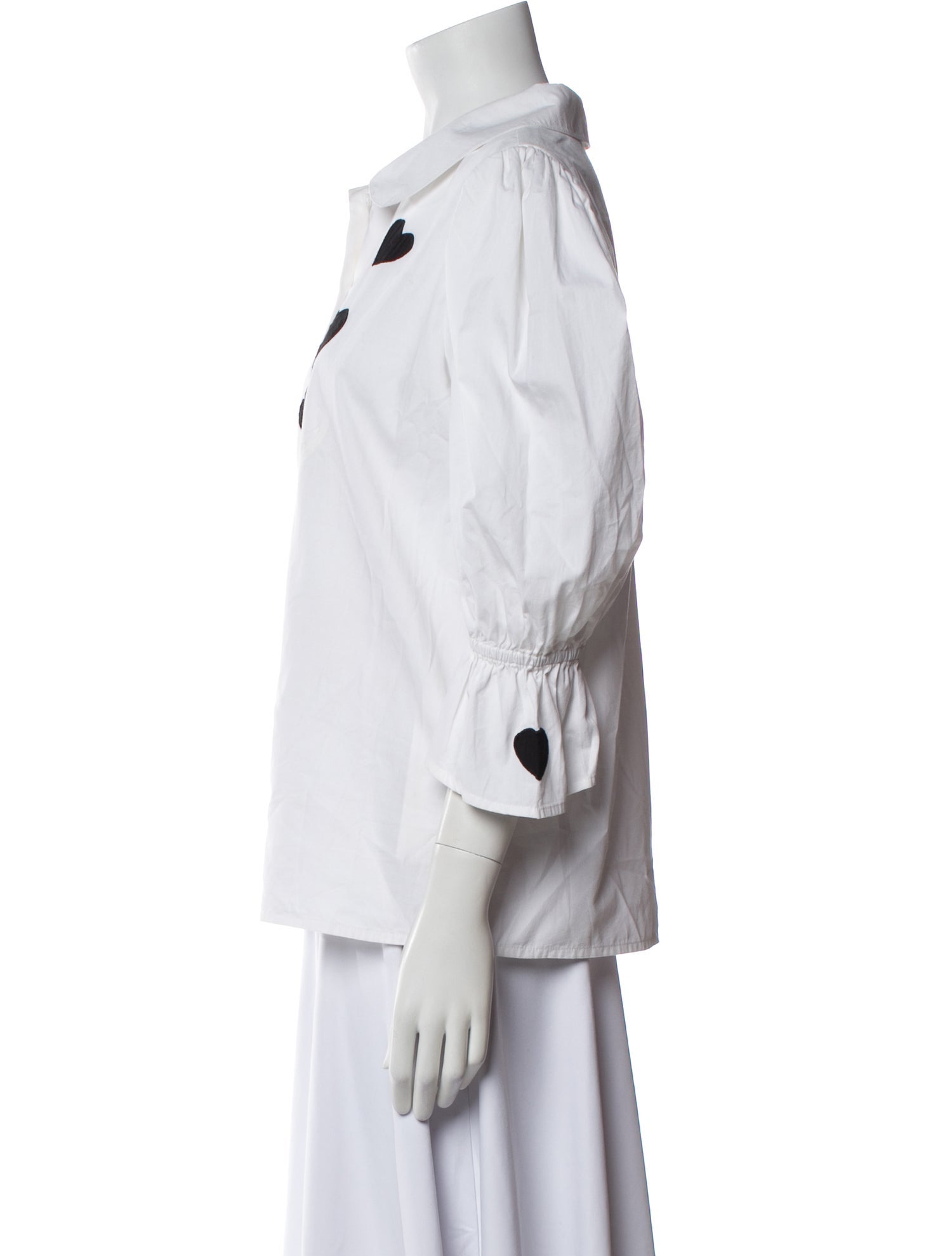 Batsheva Graphic Print Three-Quarter Sleeve Button-Up Top