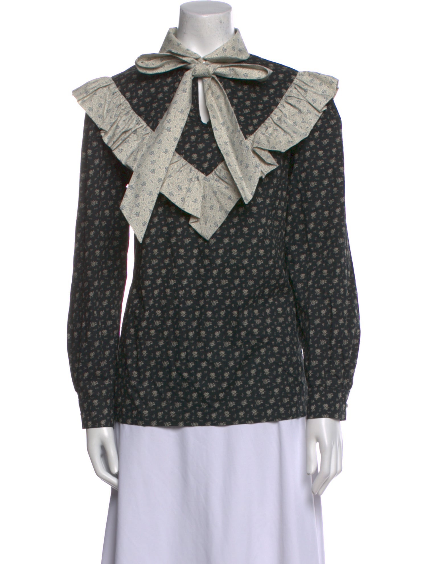 Batsheva Floral Print Mock Neck Blouse