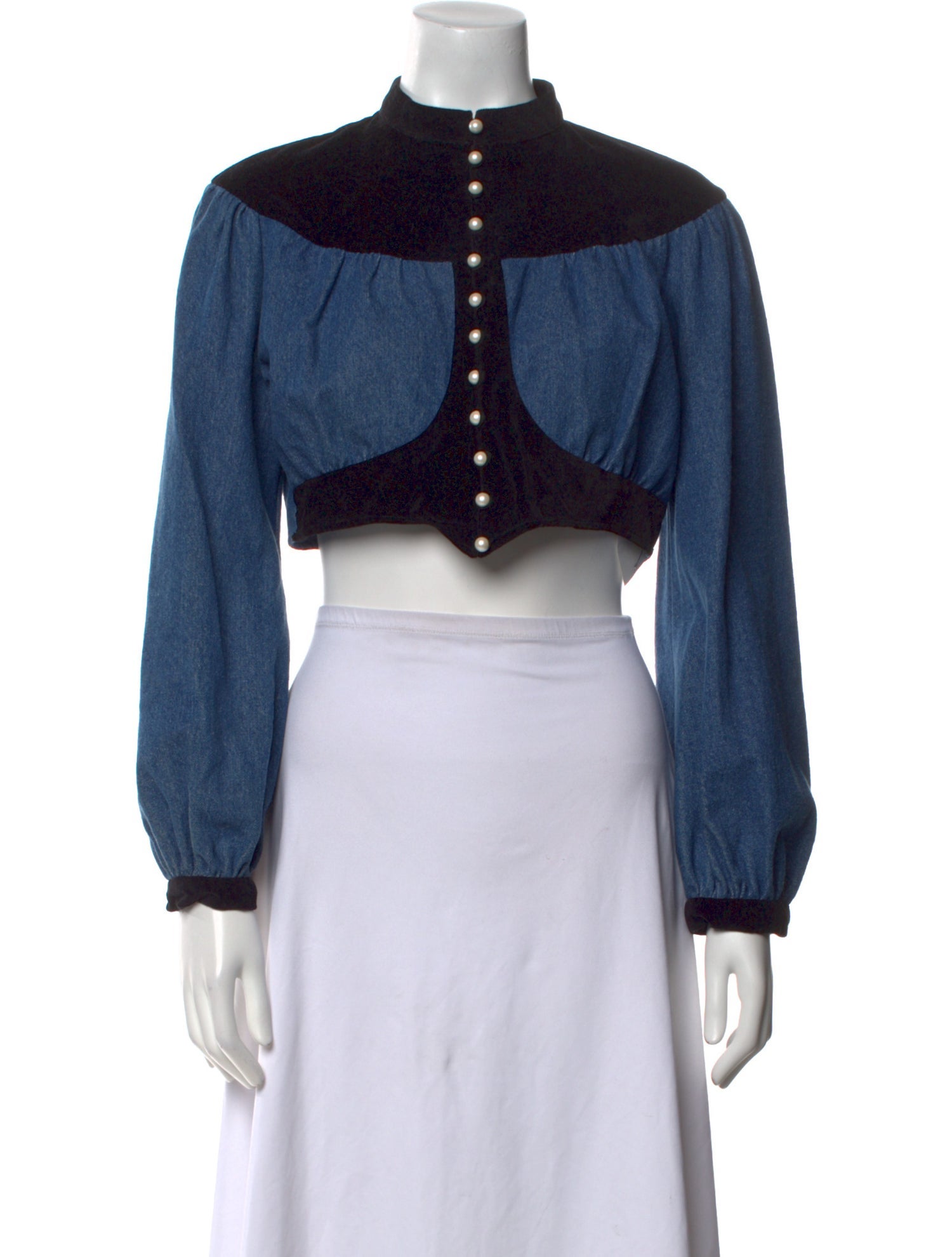 Batsheva Mock Neck Long Sleeve Crop Top