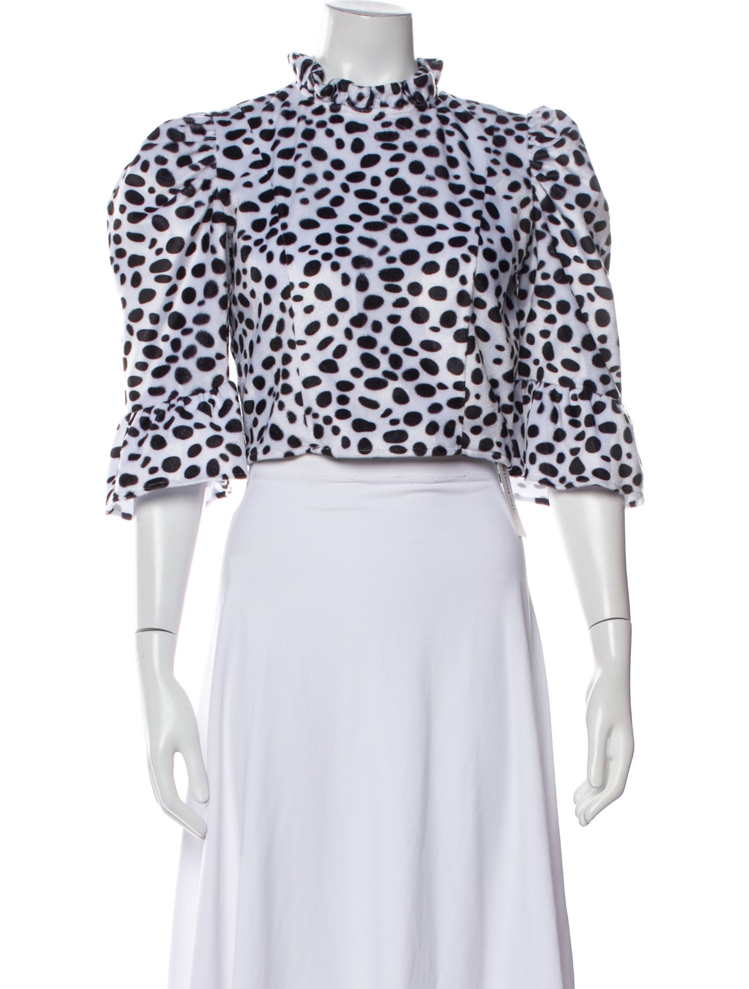 Batsheva Animal Print Mock Neck Crop Top
