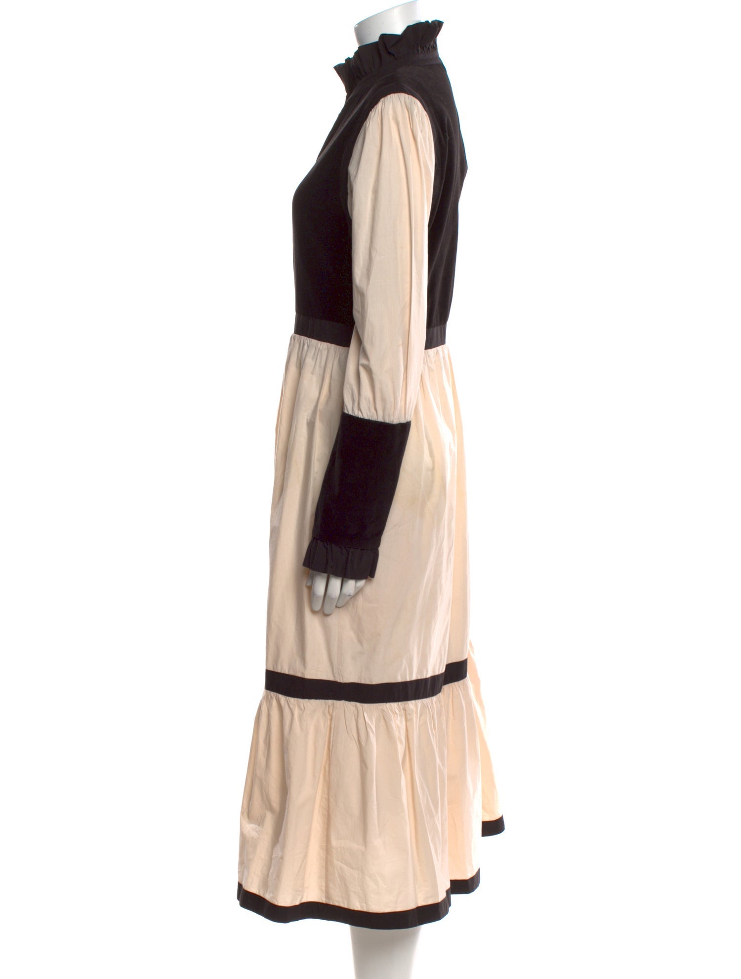 Batsheva Colorblock Pattern Midi Length Dress