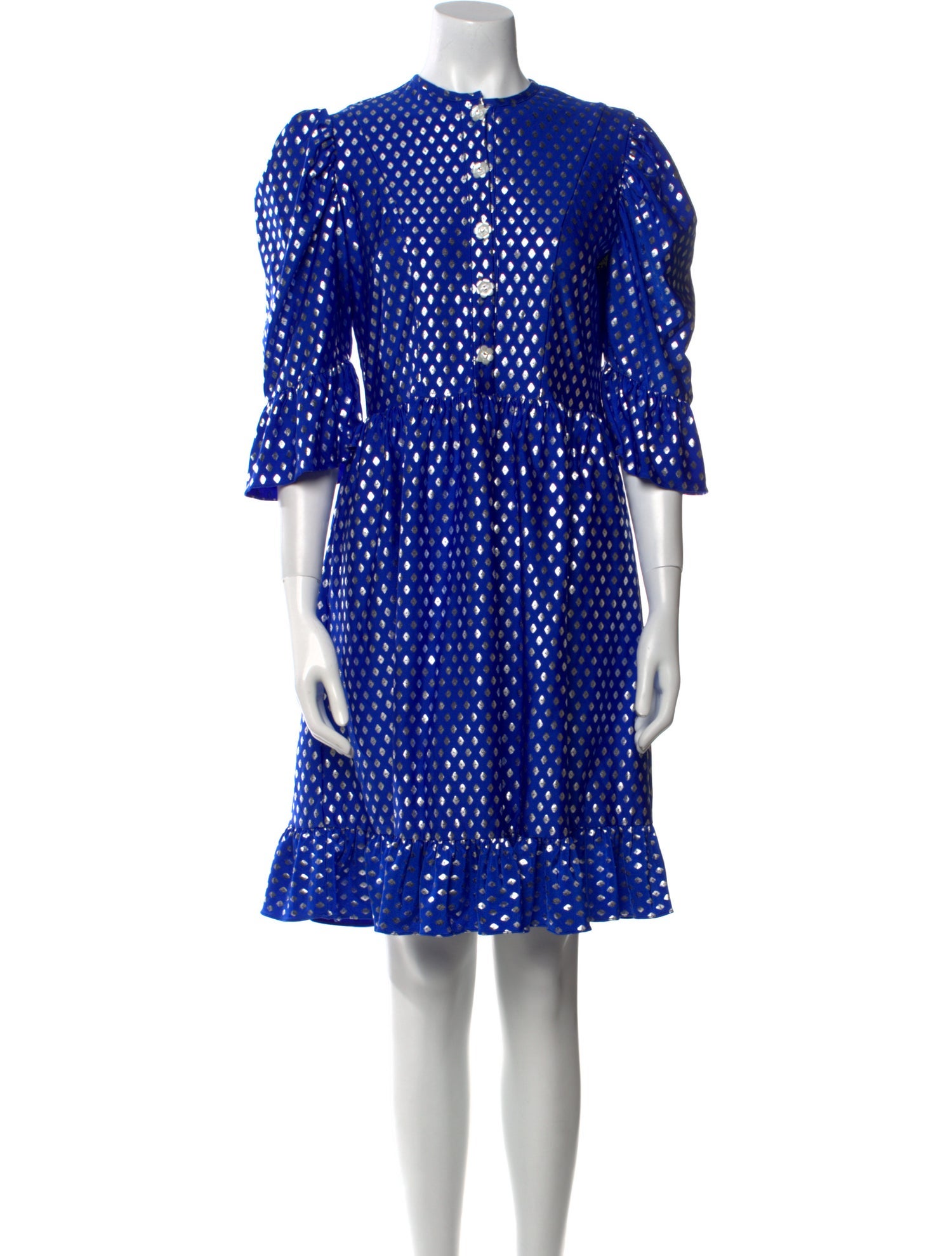 Batsheva Polka Dot Print Knee-Length Dress