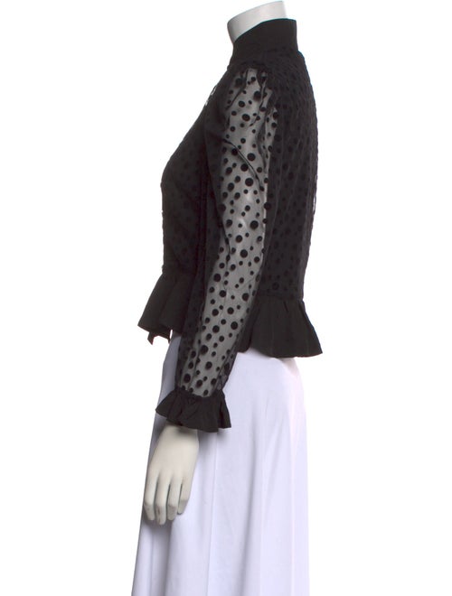 Batsheva Lace Pattern Mock Neck Crop Top