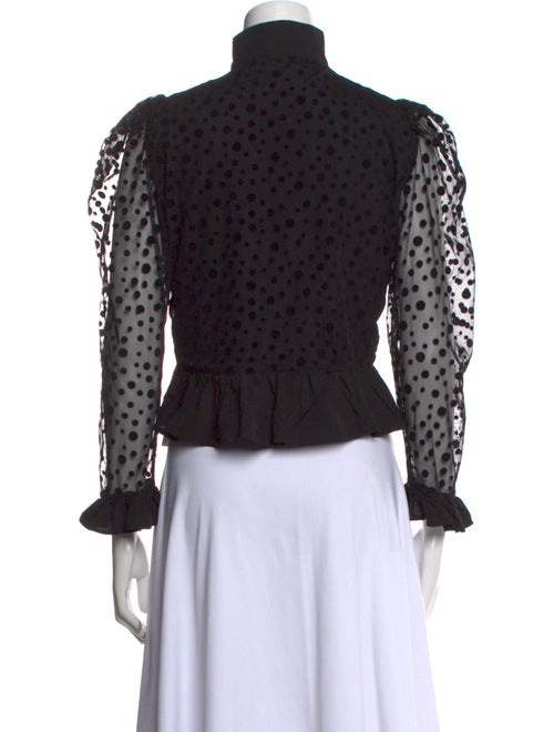 Batsheva Lace Pattern Mock Neck Crop Top