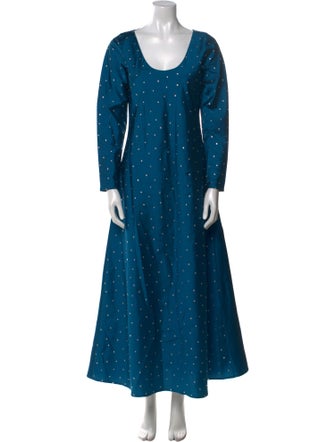 Batsheva Polka Dot Print Long Dress