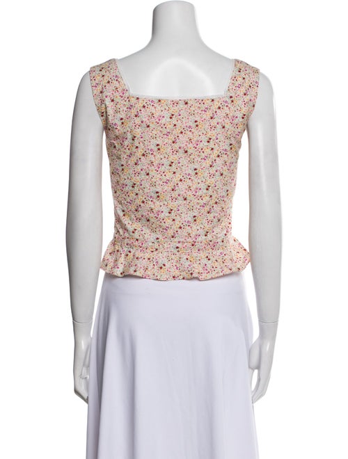 Batsheva Floral Print Square Neckline Crop Top