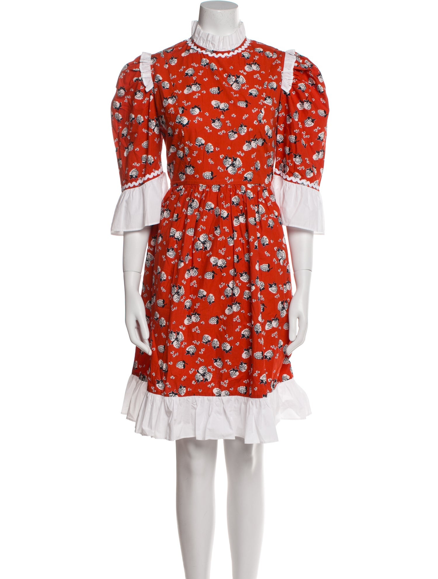 Batsheva Floral Print Knee-Length Dress