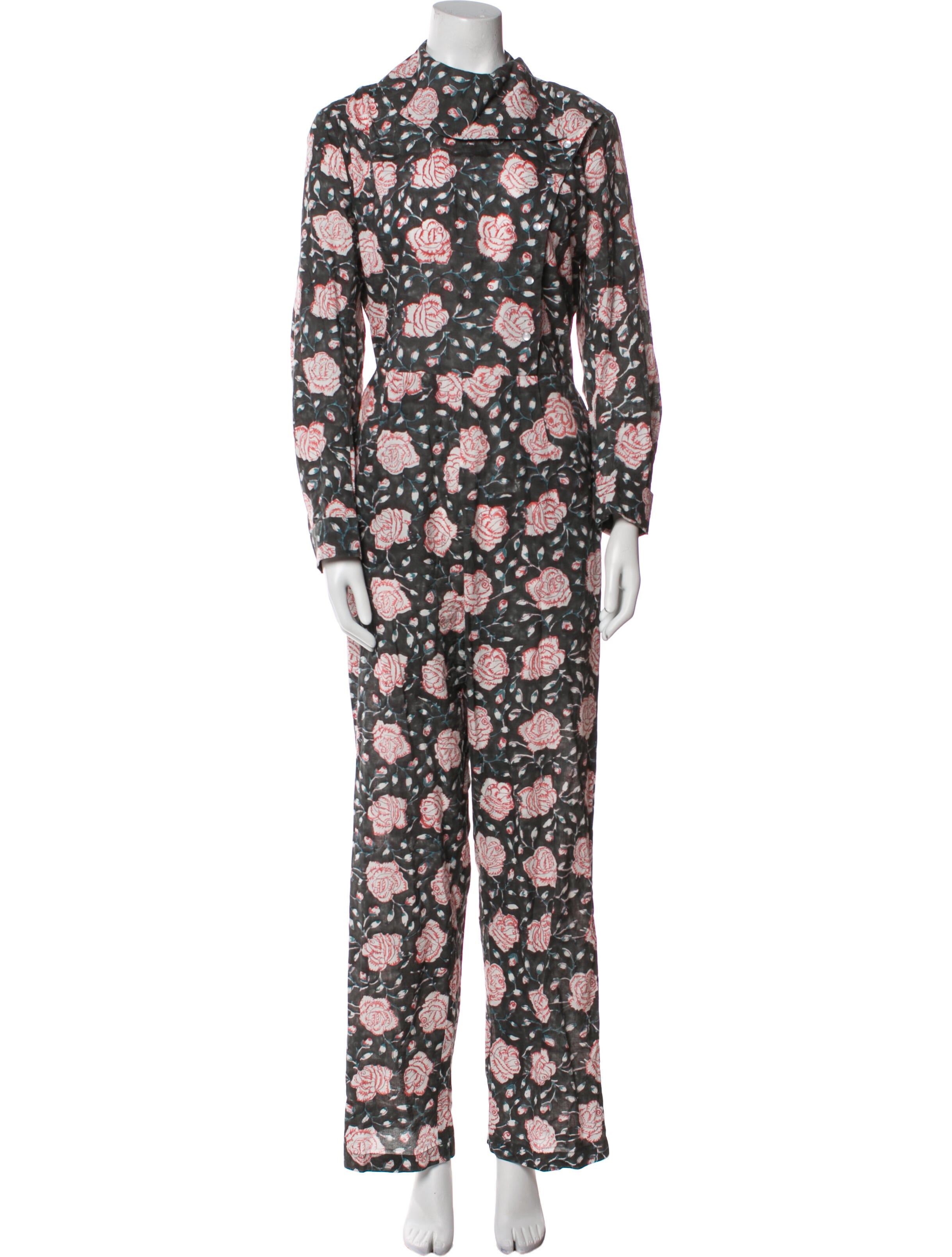 Batsheva Floral Print Turtleneck Jumpsuit