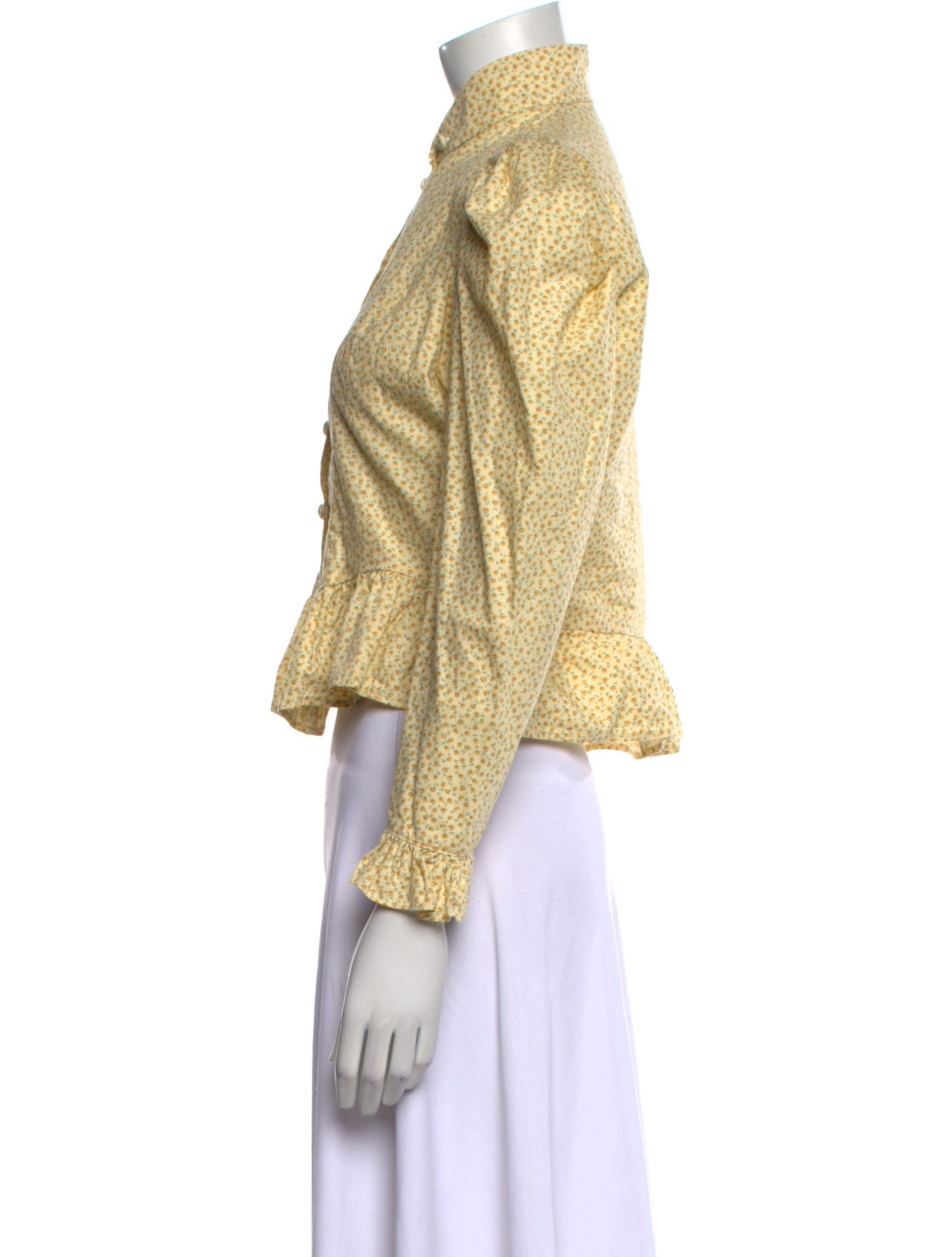 Batsheva Floral Print Mock Neck Crop Top