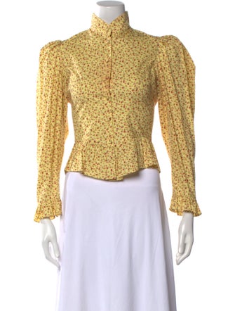 Batsheva Printed Mock Neck Crop Top