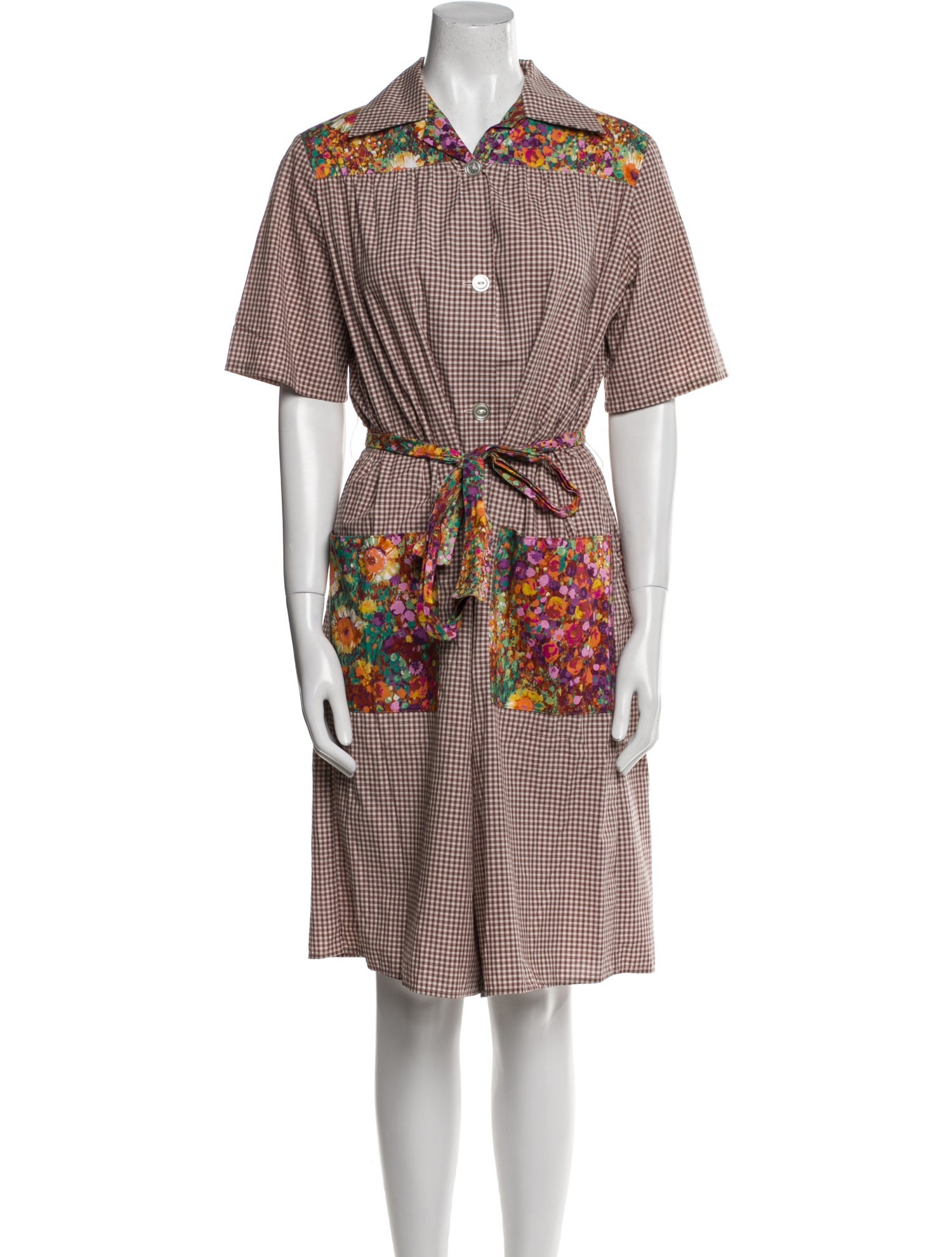 Batsheva Plaid Print Knee-Length Dress