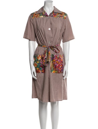 Batsheva Plaid Print Knee-Length Dress