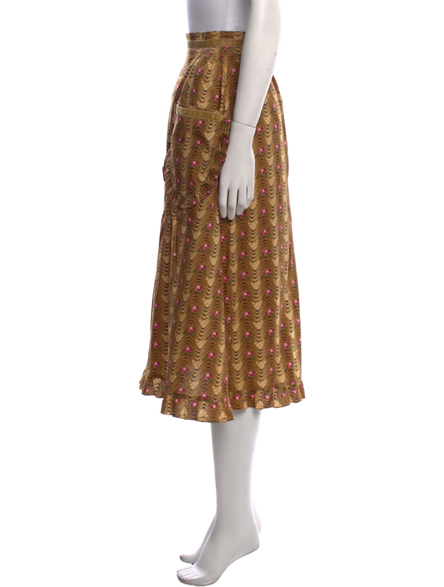 Batsheva Floral Print Midi Length Skirt