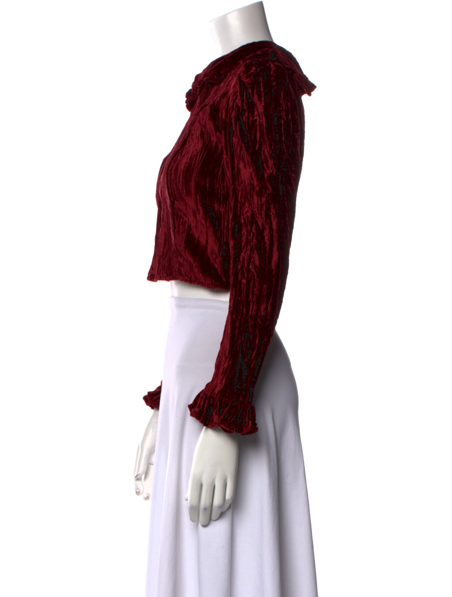 Batsheva Bateau Neckline Long Sleeve Crop Top