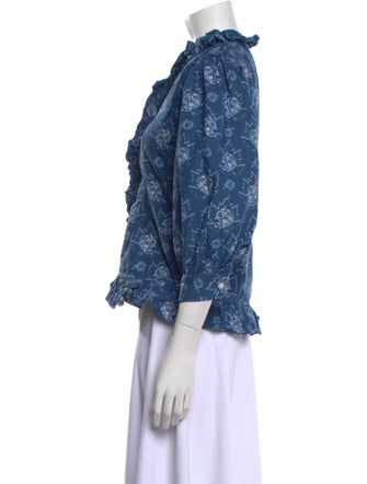 Batsheva Printed Mock Neck Blouse