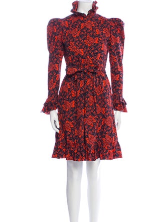 Batsheva Floral Print Knee-Length Dress