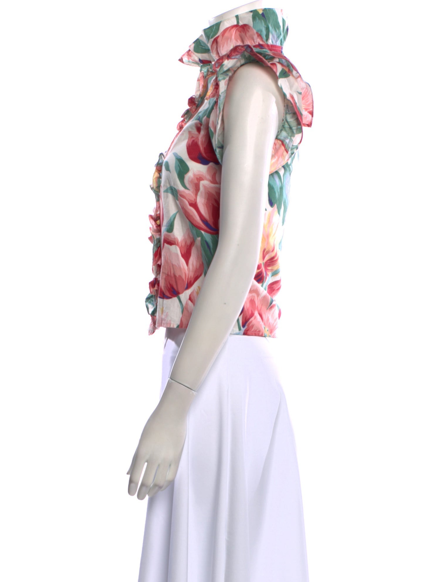 Batsheva Floral Print Mock Neck Crop Top