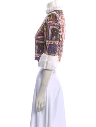 Batsheva Paisley Print Mock Neck Crop Top