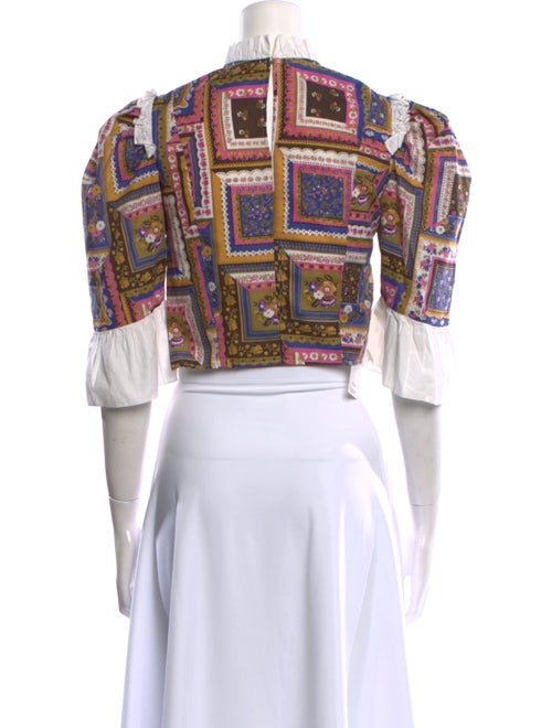 Batsheva Paisley Print Mock Neck Crop Top