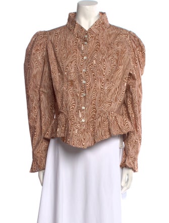 Batsheva Printed Mock Neck Blouse