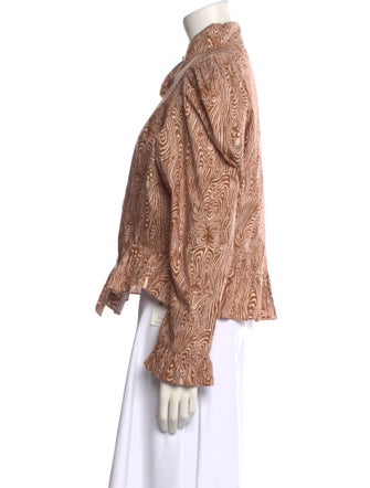 Batsheva Printed Mock Neck Blouse
