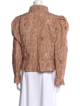 Batsheva Printed Mock Neck Blouse