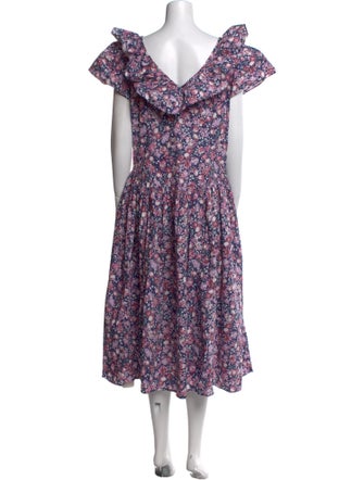 Batsheva Floral Print Midi Length Dress