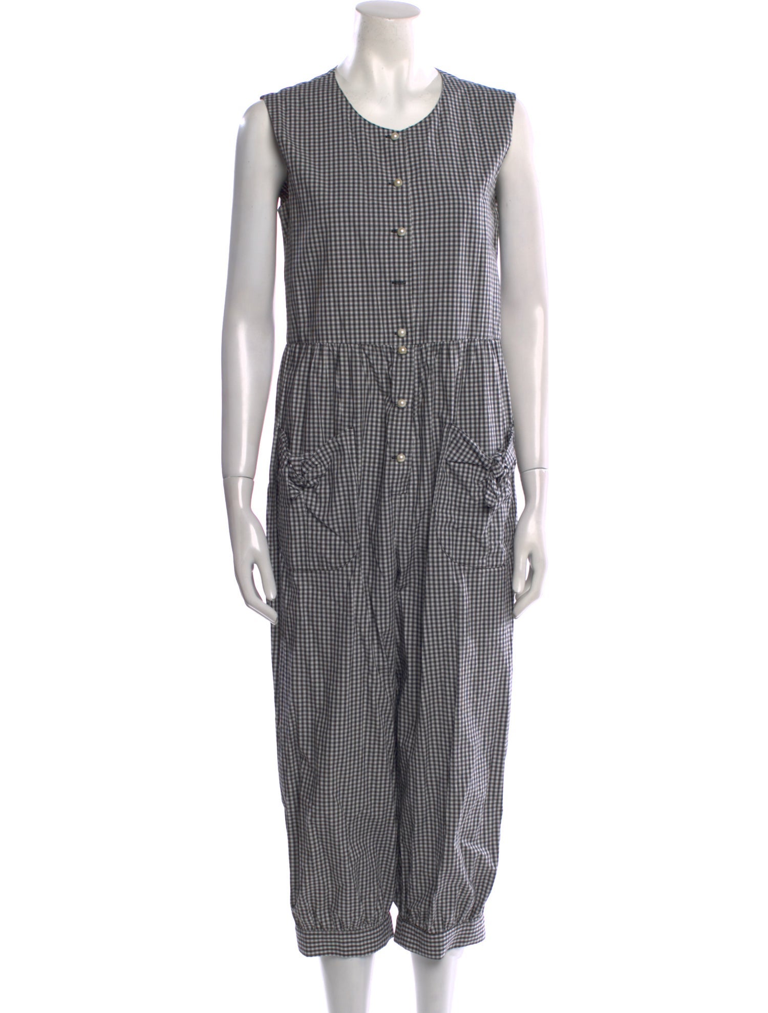 Batsheva Plaid Print Scoop Neck Jumpsuit