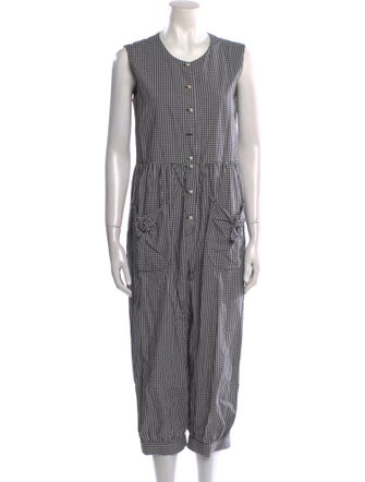 Batsheva Plaid Print Scoop Neck Jumpsuit