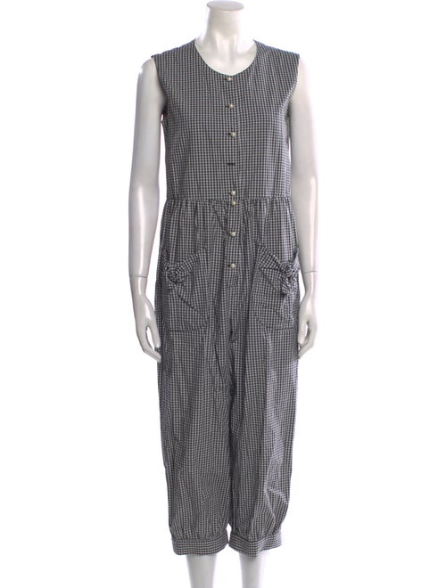 Batsheva Plaid Print Scoop Neck Jumpsuit