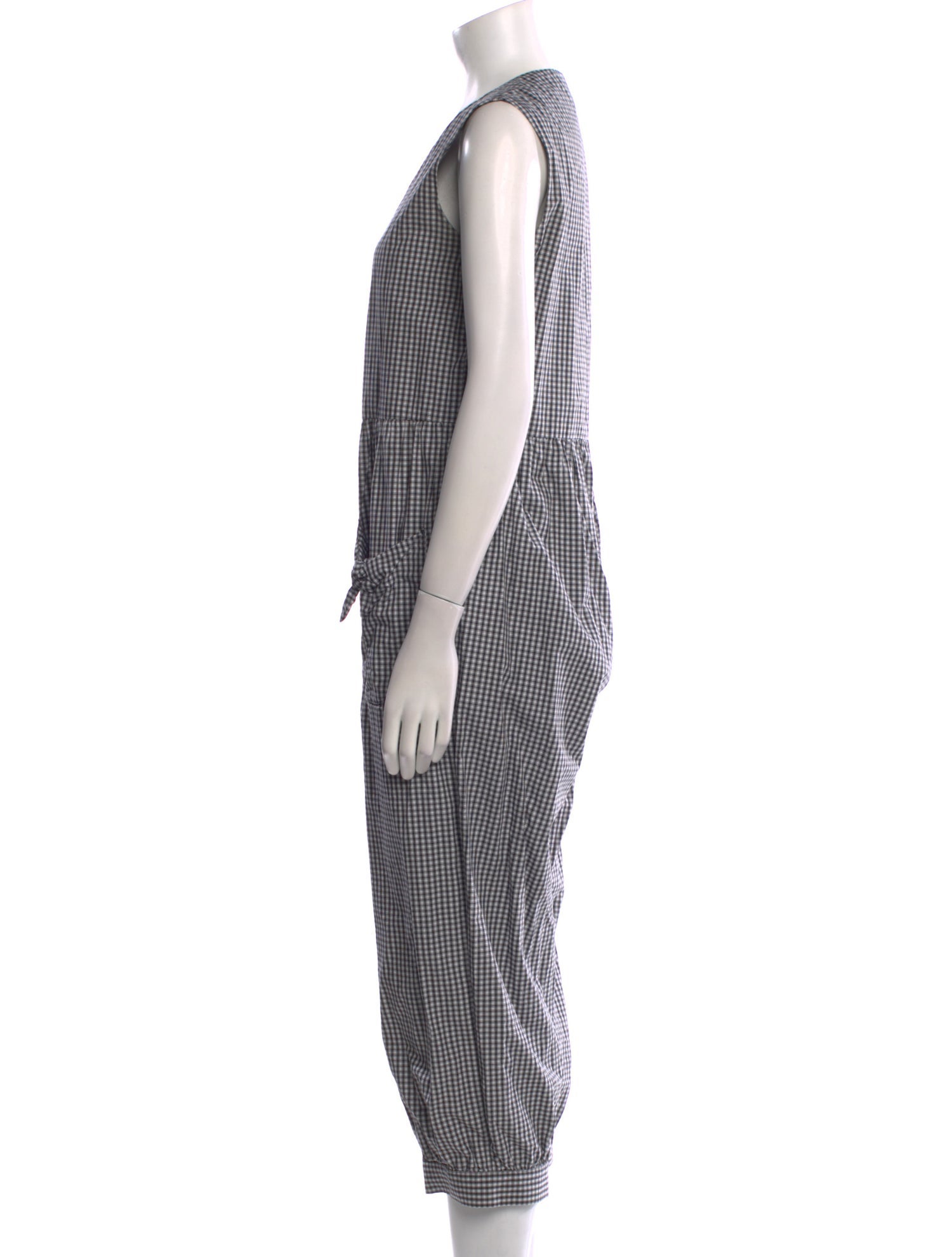 Batsheva Plaid Print Scoop Neck Jumpsuit