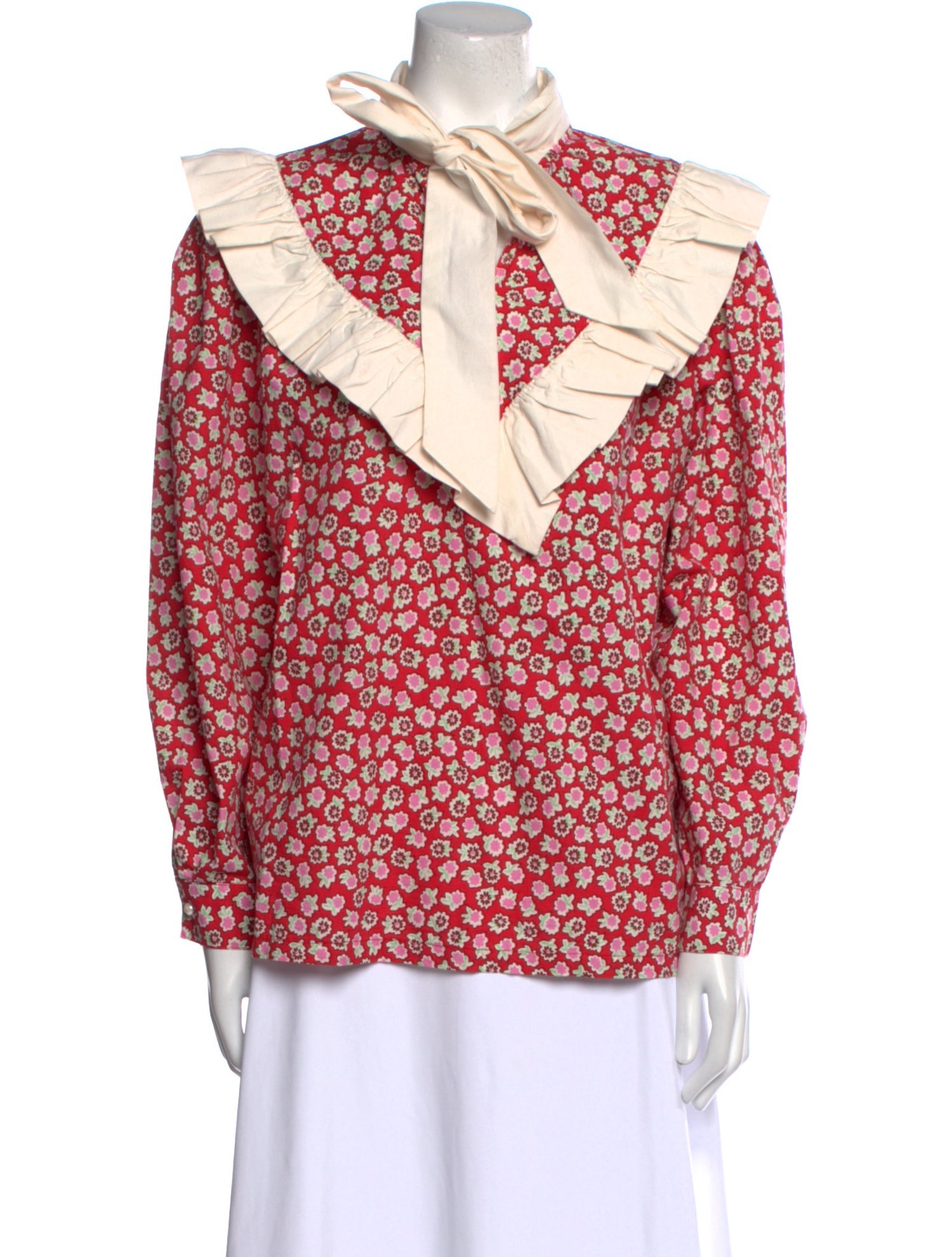 Batsheva Floral Print Tie Neck Blouse