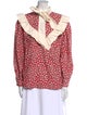 Batsheva Floral Print Tie Neck Blouse