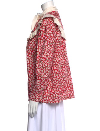 Batsheva Floral Print Tie Neck Blouse