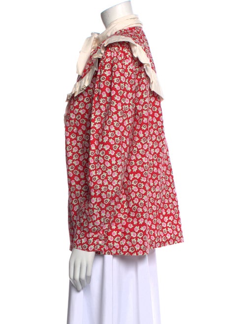 Batsheva Floral Print Tie Neck Blouse